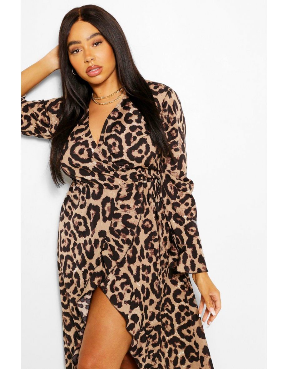 Plus leopard midi dress hot sale