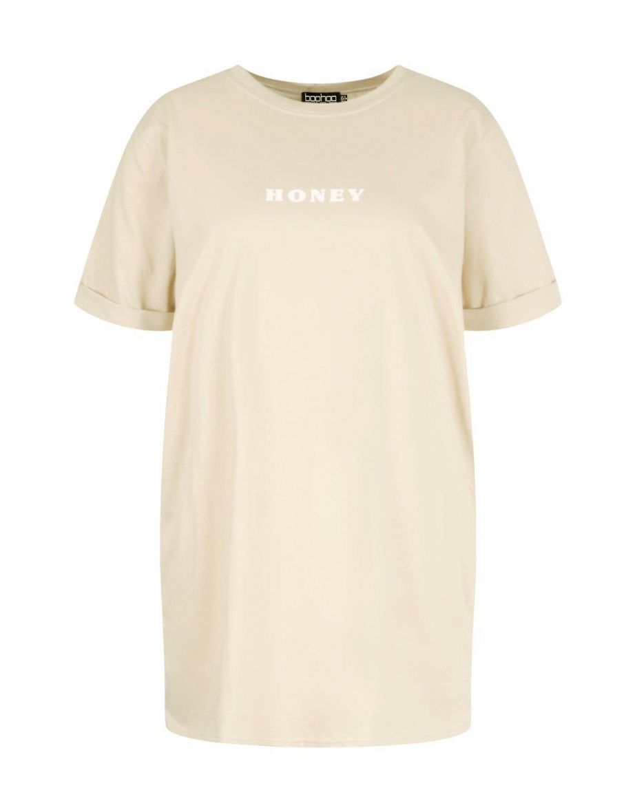 Plus Honey Oversized T-Shirt Dress - stone