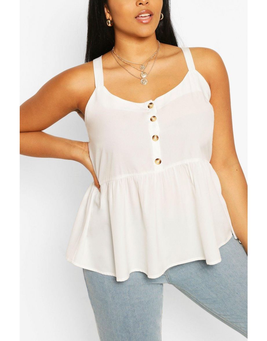 Plus Tort Button Smock Cami - ivory