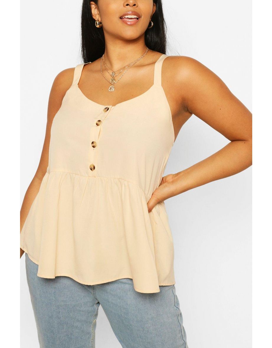 Plus Tort Button Smock Cami - stone