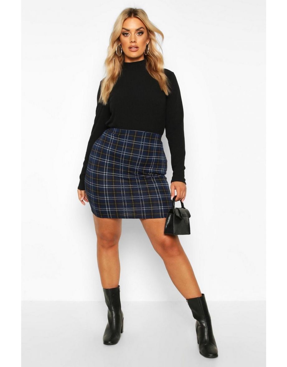 Plus Check Mini Skirt - navy - 3