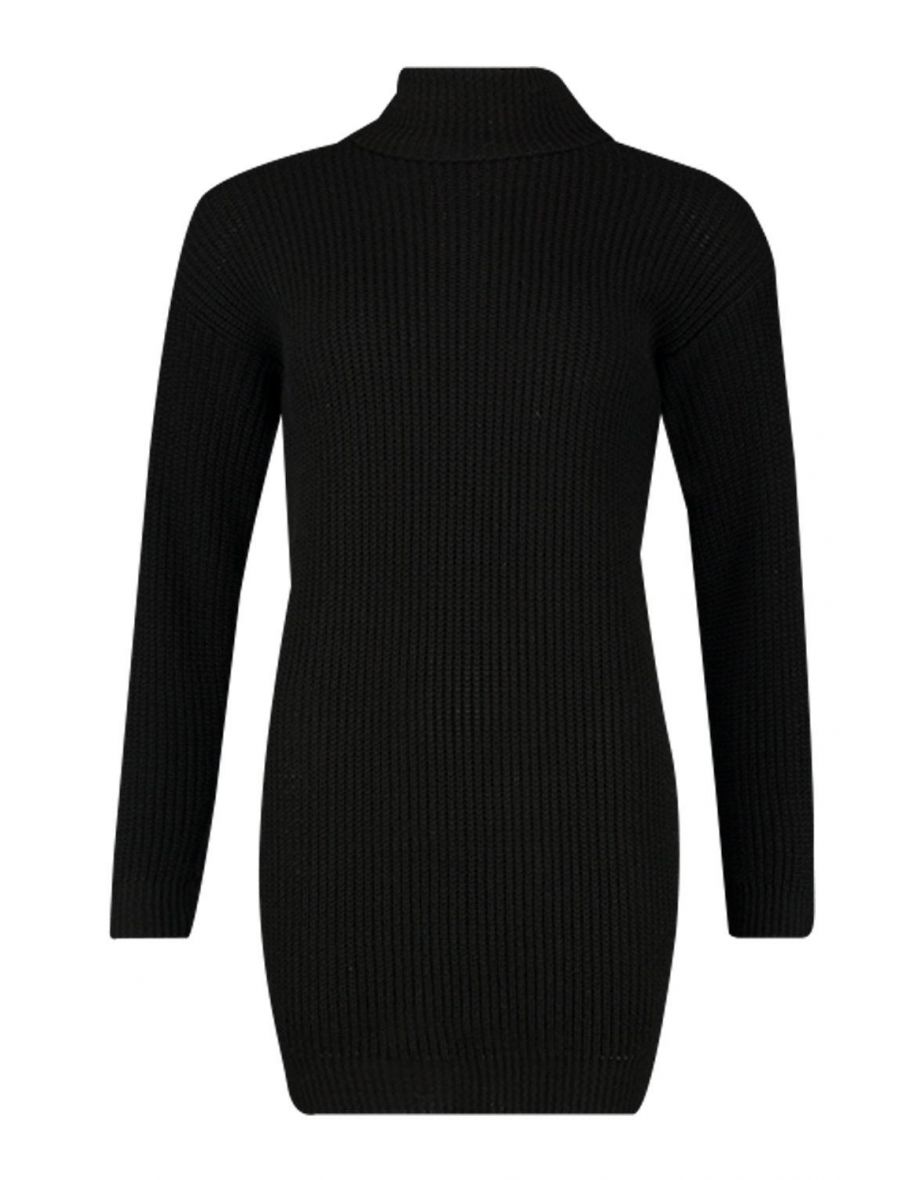 Petite Roll Neck Jumper Dress - black - 1