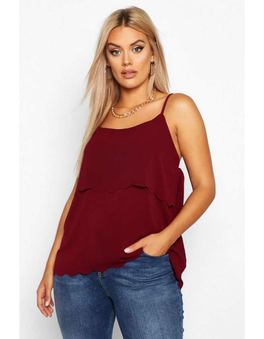 Plus Scallop Tiered Cami - berry - 3