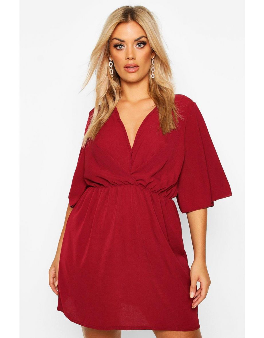 فستان باكمام إينجيل - أحمر - مقاسات كبيرة