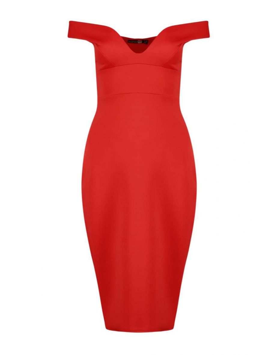 Petite  Off The Shoulder Dress - red - 1