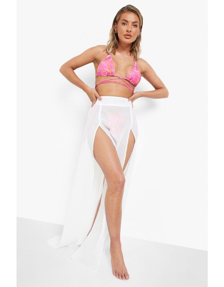 Essentials Split Leg Maxi Beach Skirt - white