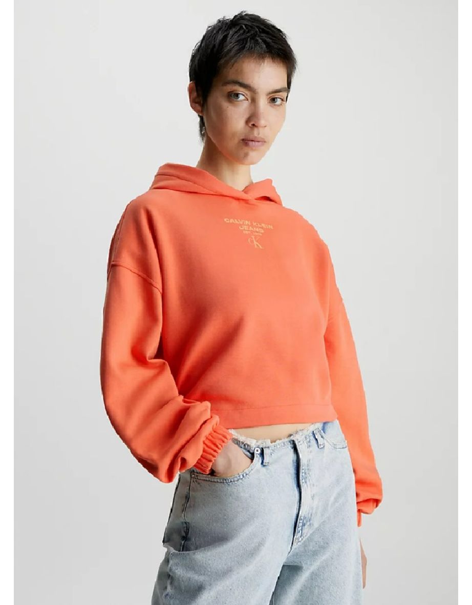 Shop Calvin Klein Jeans GATHERED HEM CROPPED HOODIE Online in United Arab Emirates VogaCloset