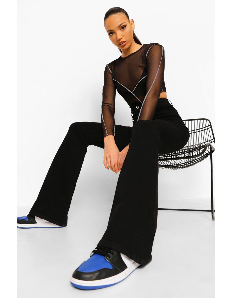 Tall High Waist Skinny Flared Jean - black - 3