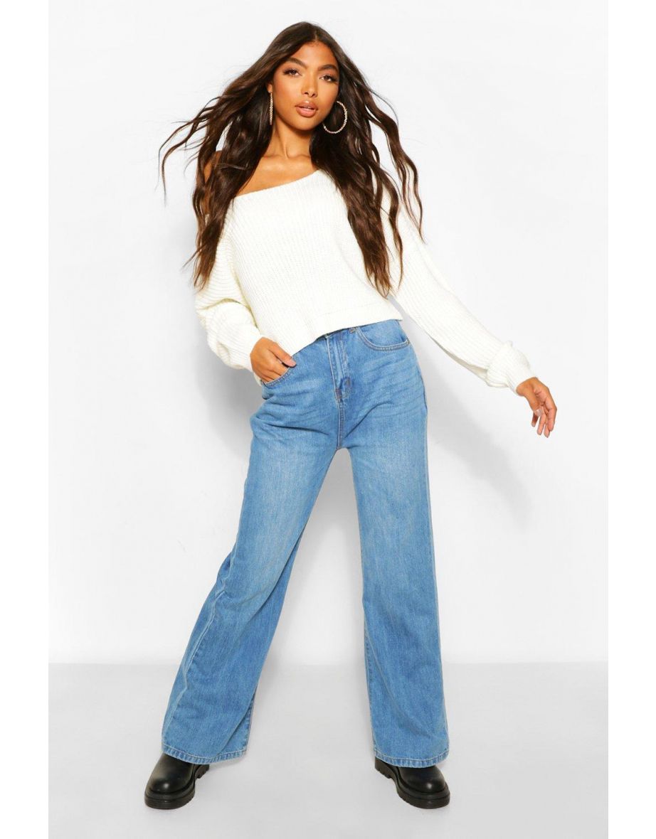 Tall V Back Crop Jumper - cream - 3