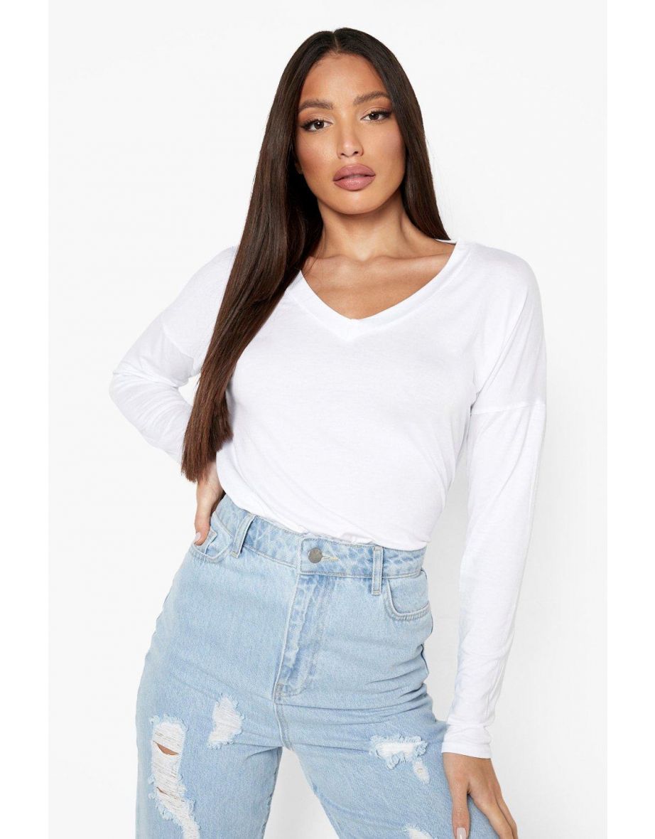 Tall Oversized Long Sleeve Top - white
