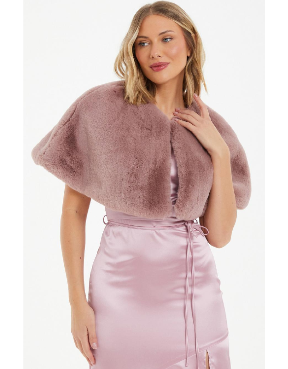 Mauve Faux Fur Wrap