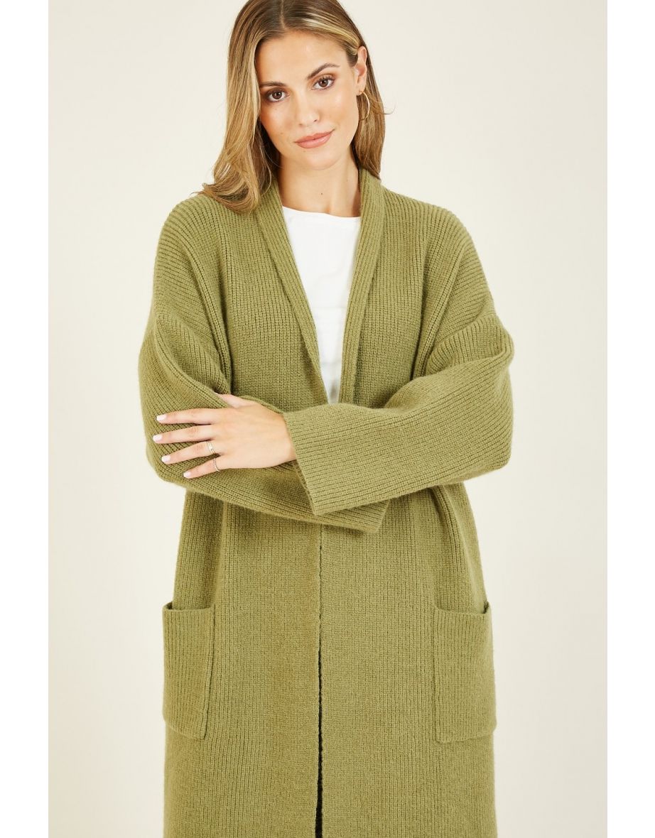 green maxi cardigan
