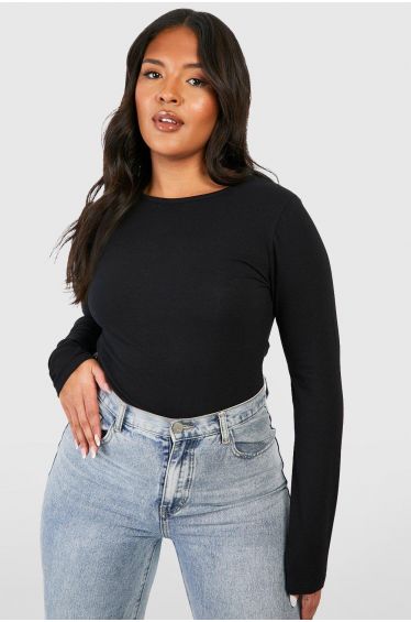 Shape Black Slinky Long Sleeve Bodysuit