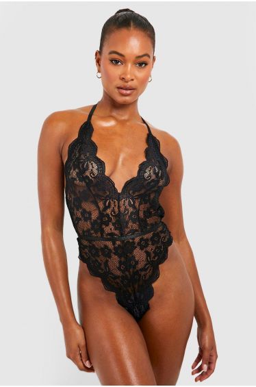 Crotchless Strapping Lace Bodysuit