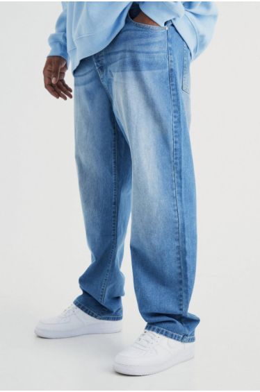 Baggy Rigid Strap Detail Distressed Cargo Jeans