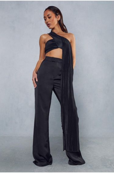 Black Halterneck Jersey Crop Top