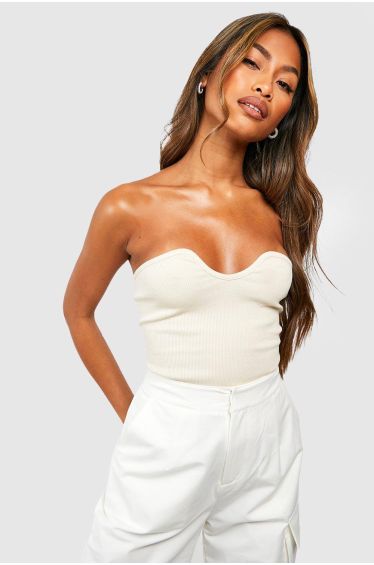 White Bandage Buckle Detail Structured Corset