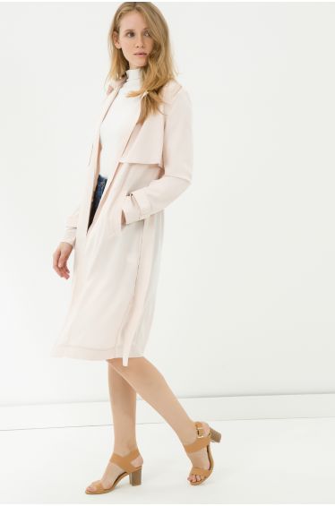 Stone Panel Detail Belted Trench Coat