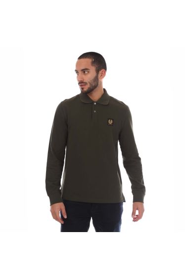 Men's Belstaff Long Sleeved Polo Shirt in Green