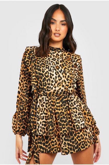 yellow leopard print playsuit