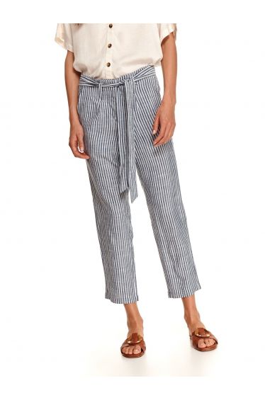 Black Stripe Textured Rib Flared Trousers