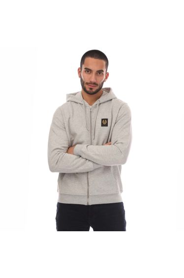 Men's Belstaff Full Zip Hoodie in Silver
