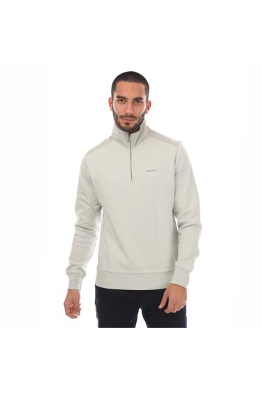 Men's Belstaff Cotton Fleece Alloy Quarter Zip Sweatshirt in White
