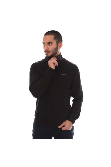 Men's Belstaff Cotton Fleece Alloy Quarter Zip Sweatshirt in Black
