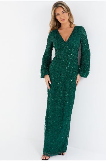 quiz green maxi dress